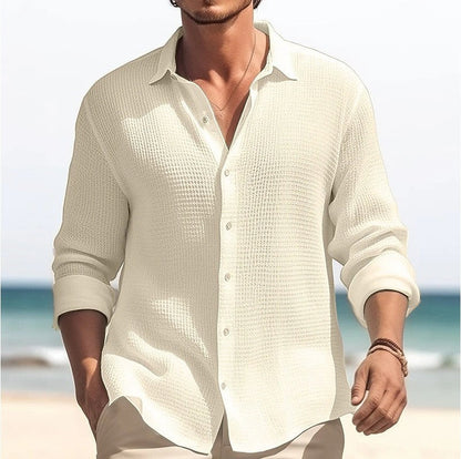 Herren Langarmhemd Modern Strukturiert Elegante Optik
