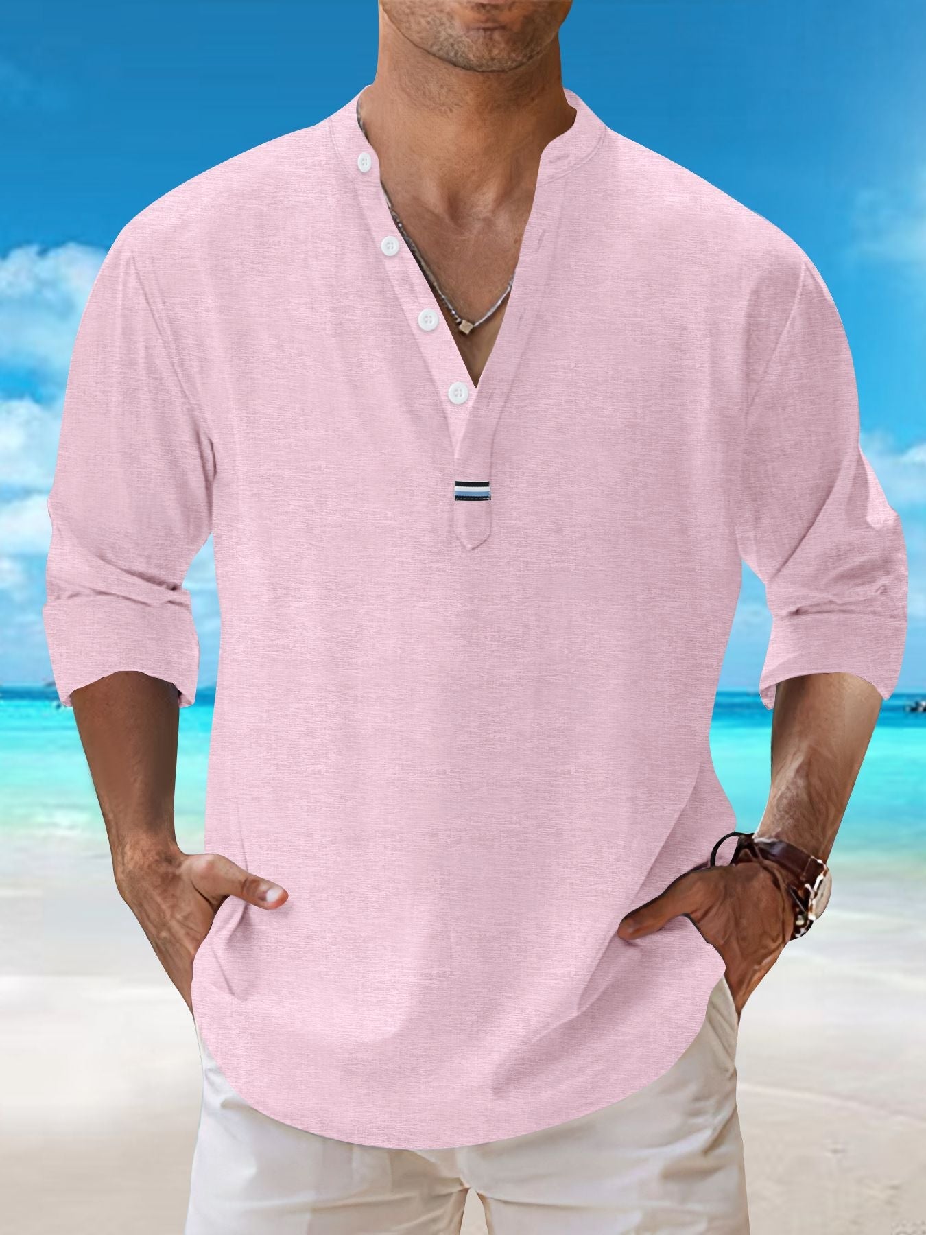 Herren Langarmhemd Modern Slim Fit Knopfleiste