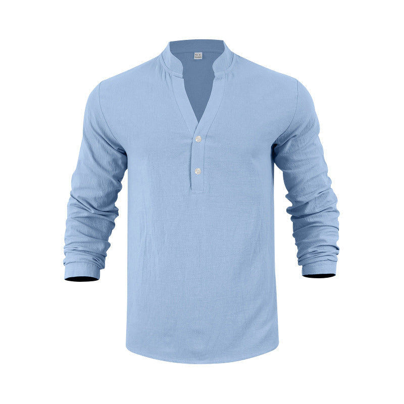 Herren Langarmshirt Atmungsaktiv Baumwolle Knopfverschluss Modern