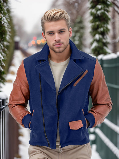 Herren Fleecejacke Mit Lederakzenten Modern Sportlich