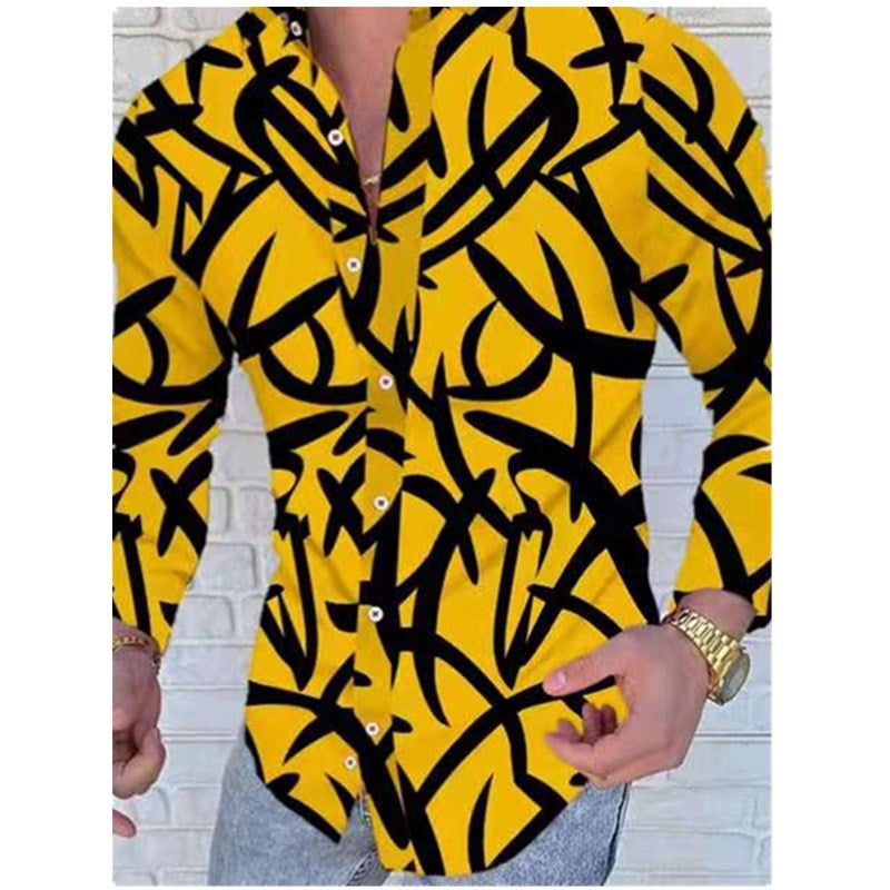 Herren Langarmhemd Graffiti Design Modern Trendy