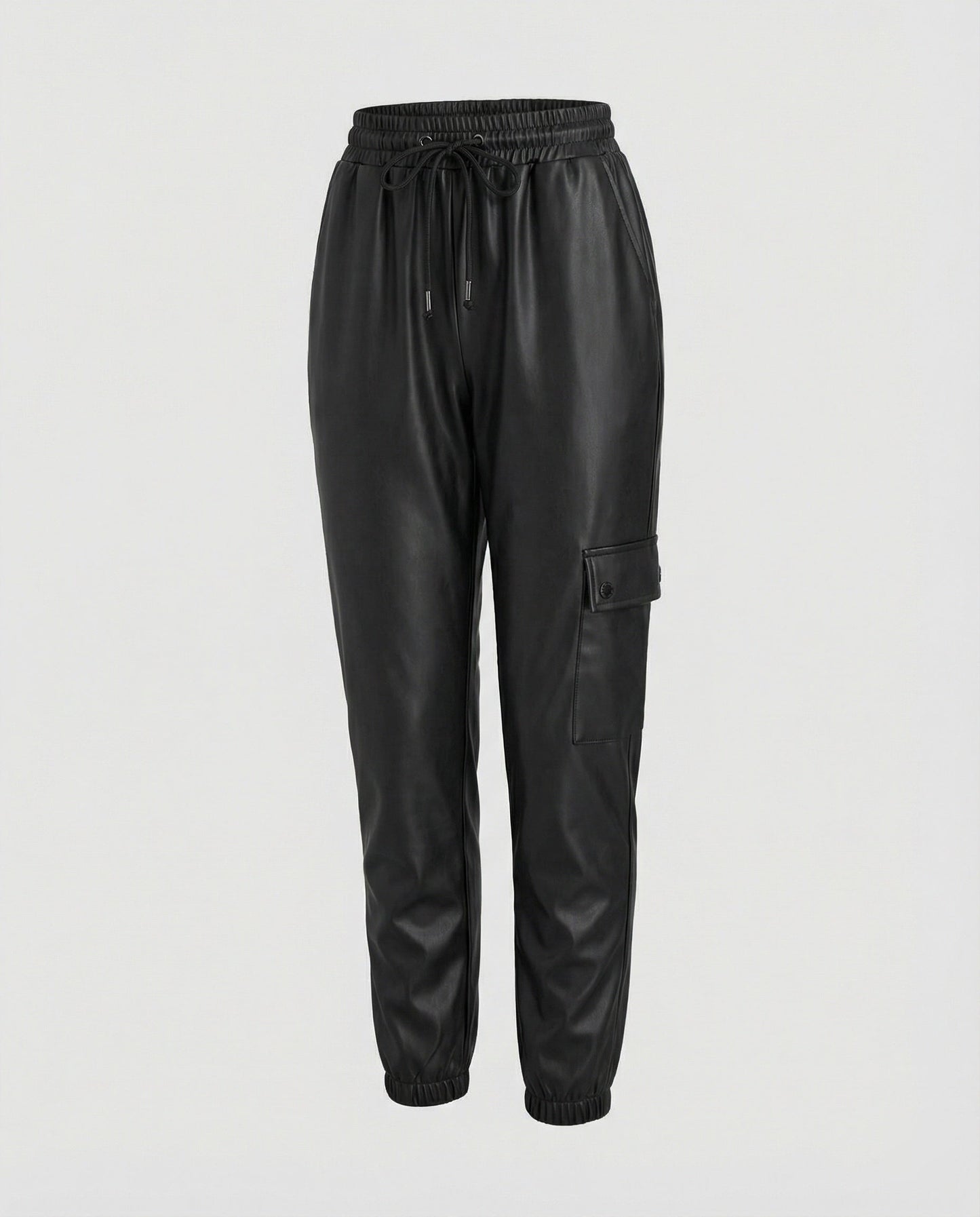 Damenhose Slim Fit Kunstleder Schwarz
