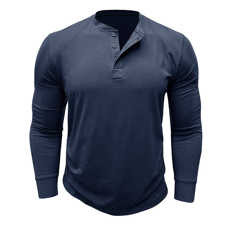 Herren Langarmshirt Modern Bequem Knopfleiste