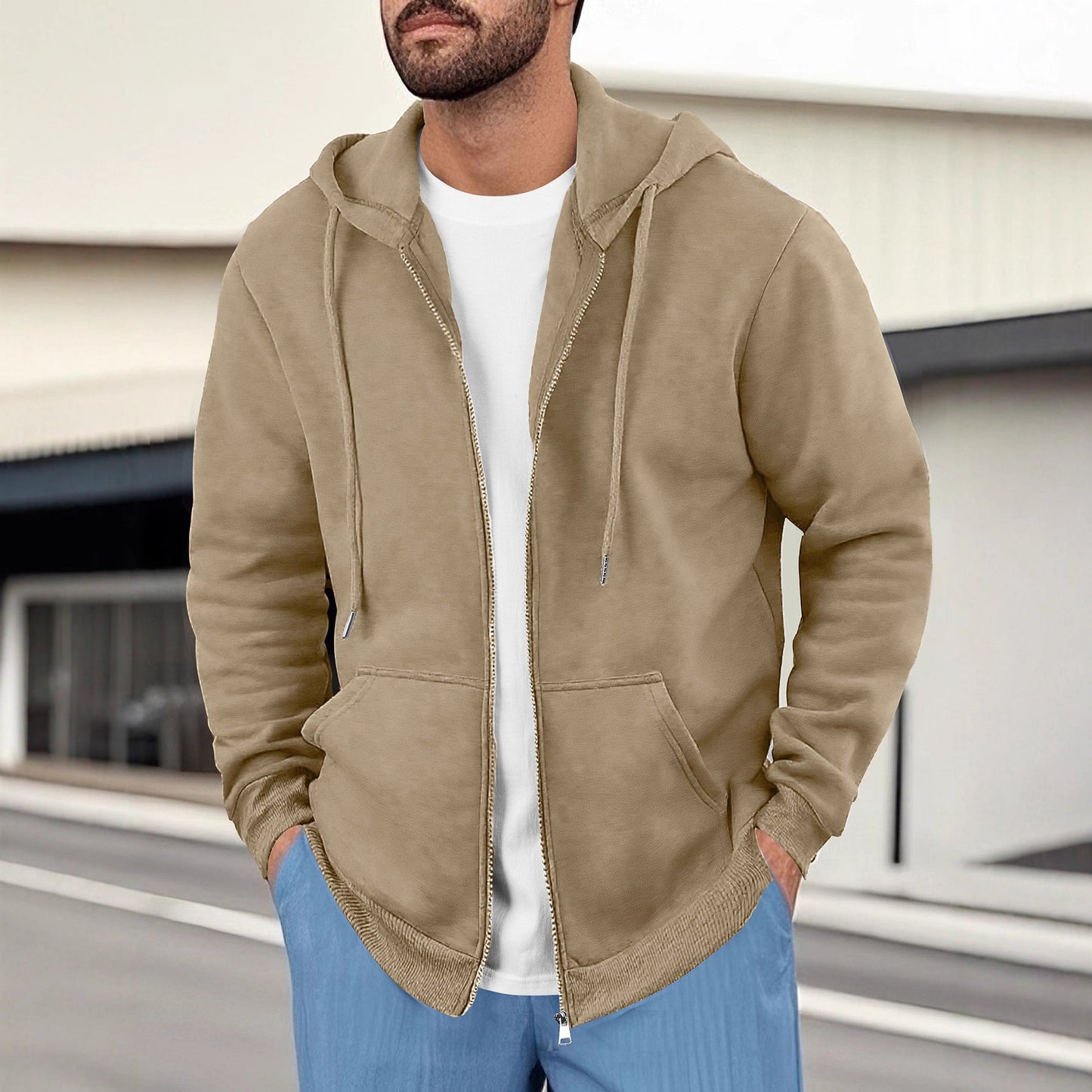 Herren Kapuzenjacke Lässig Atmungsaktiv Mit Taschen