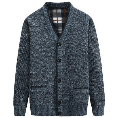 Herren Strickjacke Kariert Praktisch Mit Taschen