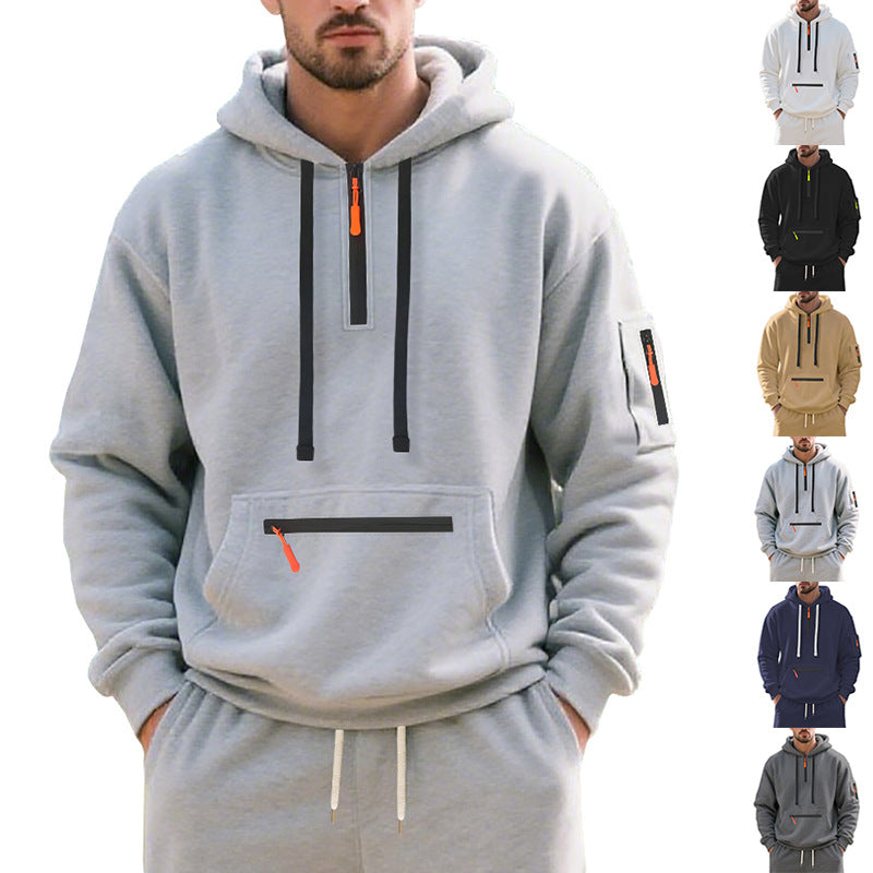 Herren Kapuzenpulli Sportlich Reißverschluss Taschen - BerlinGlamour