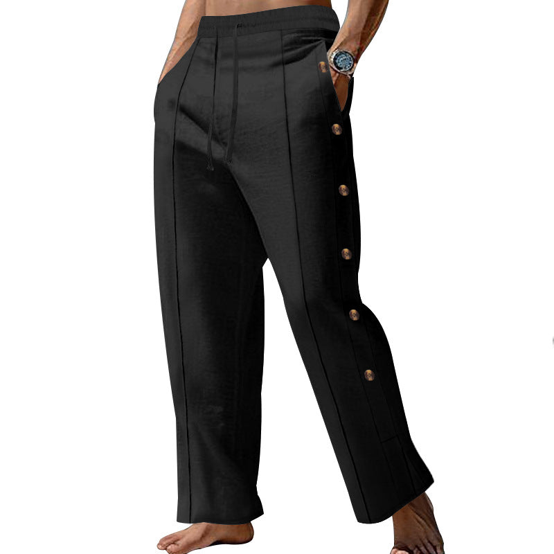 Herren Freizeithose Elegant mit elastischem Bund und Knopfdetails