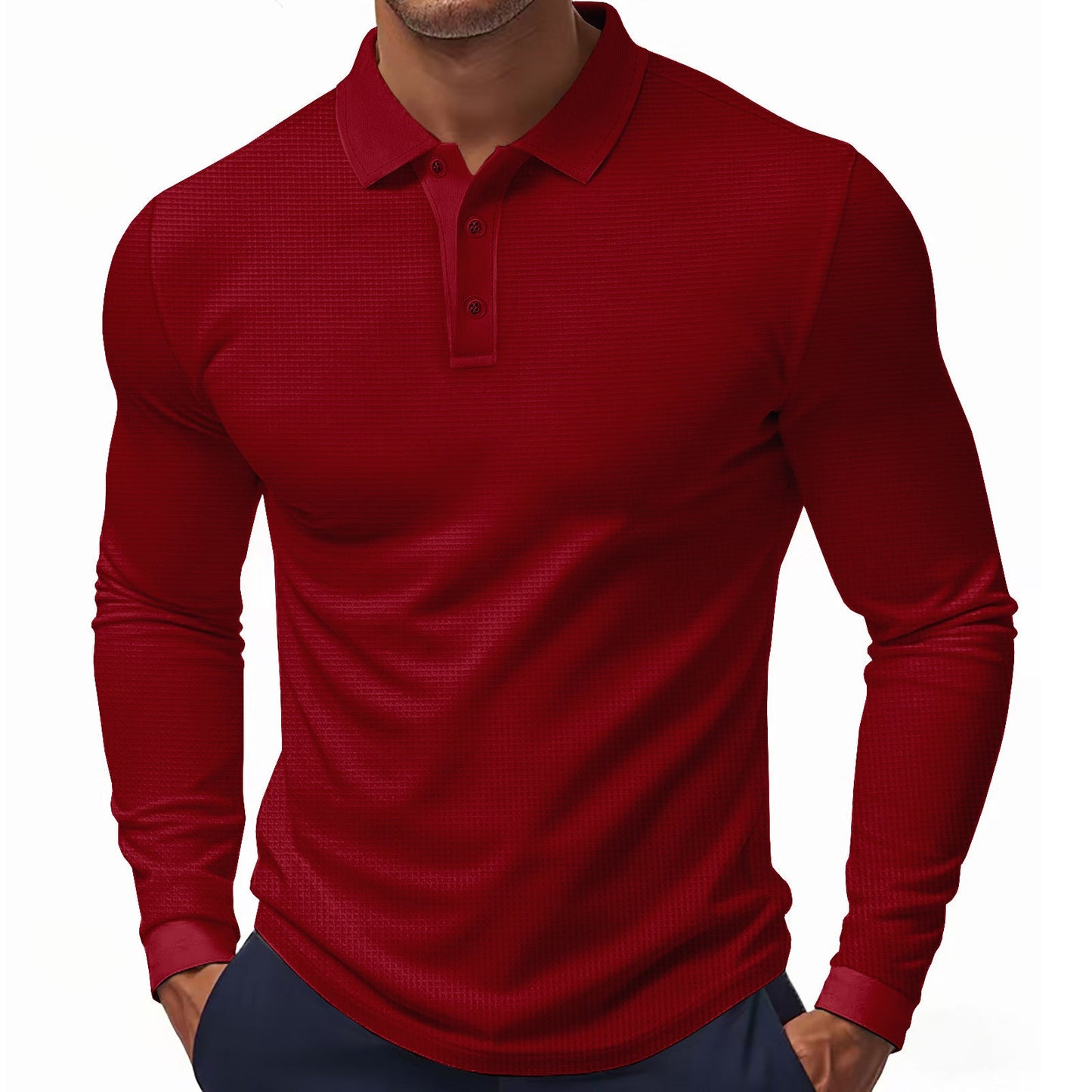 Herren Poloshirt Modern Strukturiert Knopfdetails Elegант
