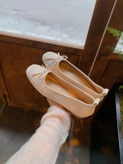 Damen Ballettschuhe Wildleder Schleifen Design Modern