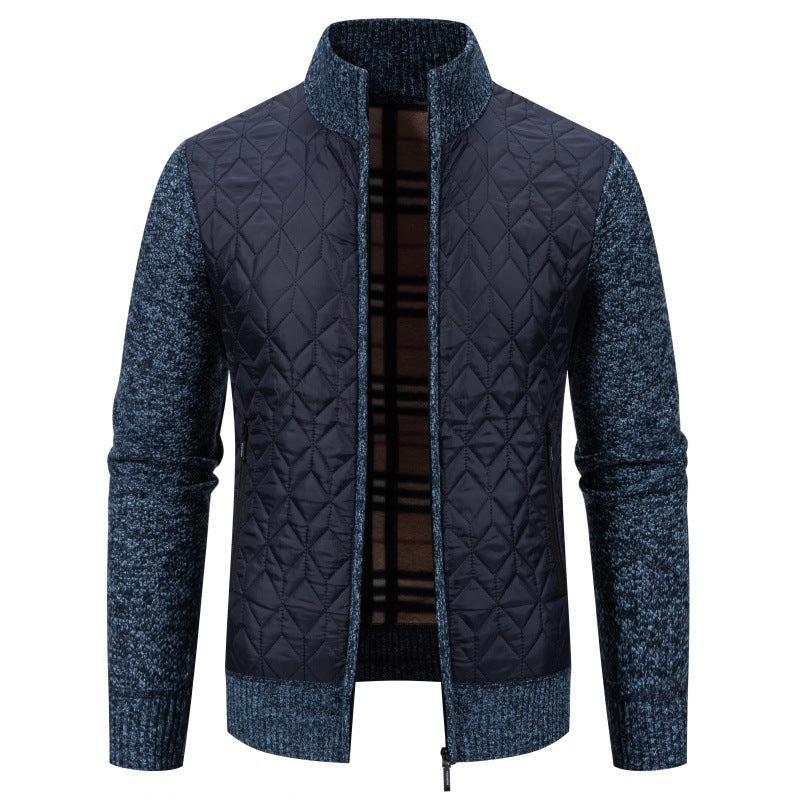 Herren Steppjacke Elegante Strickoptik Hochkragen Modisch