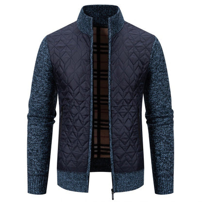 Herren Steppjacke Elegante Strickoptik Hochkragen Modisch
