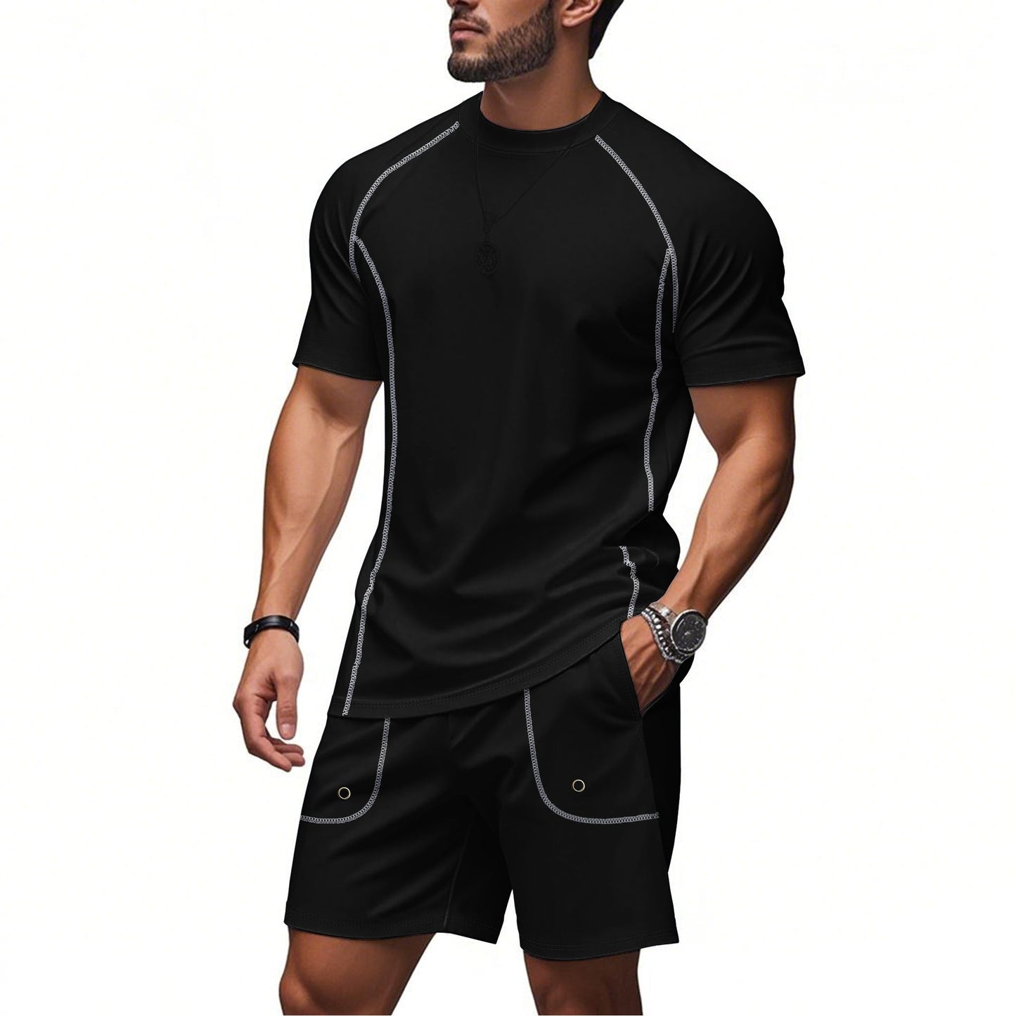 Herren Sport Set Kurzarm Atmungsaktiv Elastisch