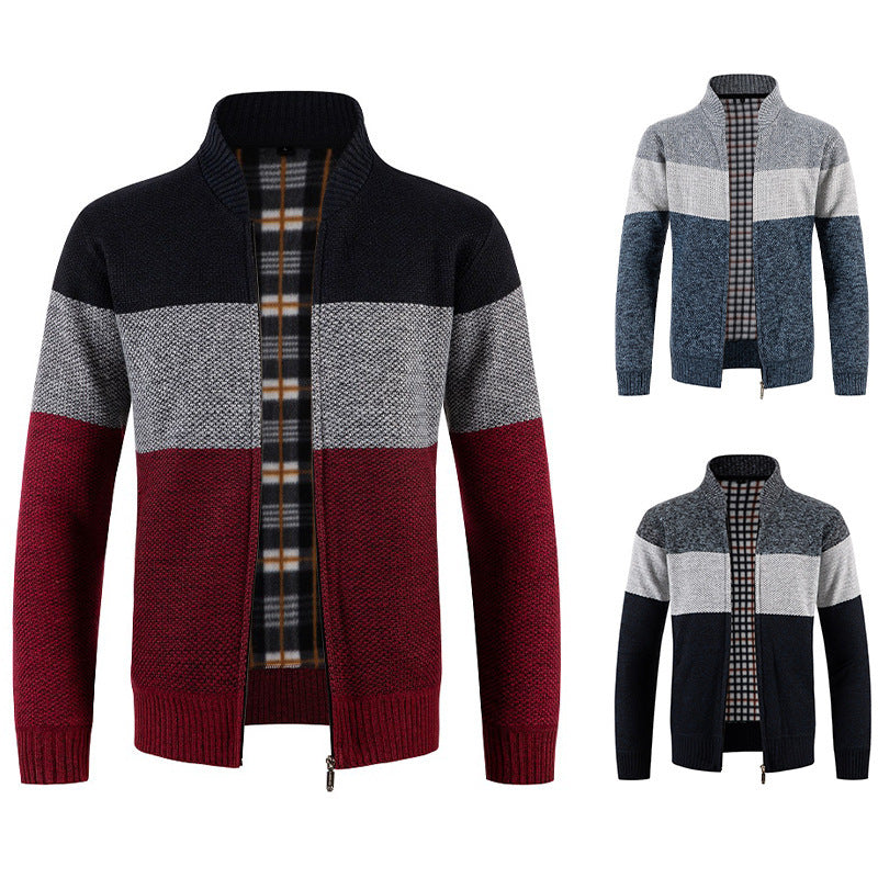 Herren Strickjacke Modern Farbblock Kuschelig Warm - BerlinGlamour