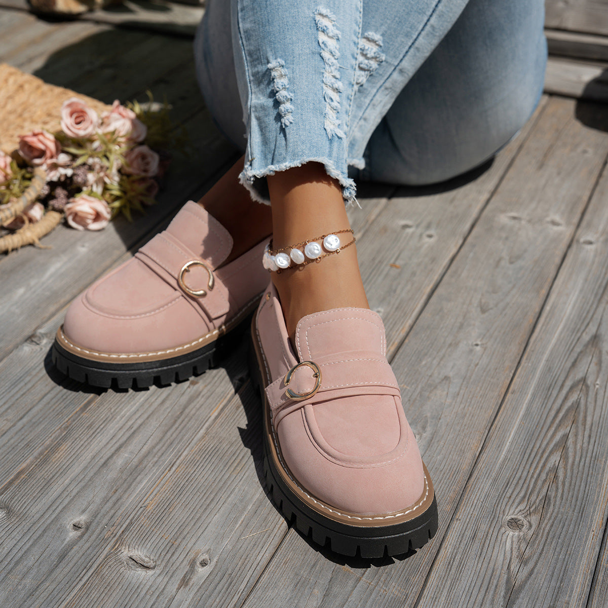 Damen Mokassinschuhe Elegantes Design Robust