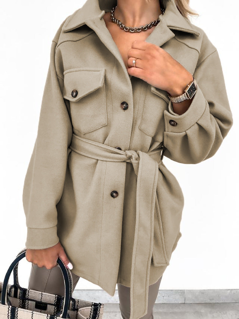 Eleganter Damenmantel mit Gürtel Slim Fit