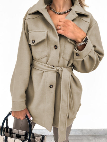 Eleganter Damenmantel mit Gürtel Slim Fit