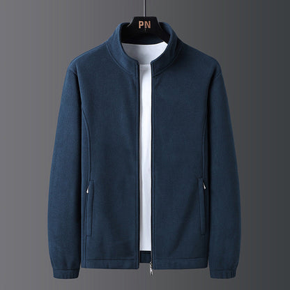 Herren Fleecejacke Modern mit Stehkragen und Taschen