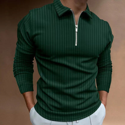 Herren Sportshirt Langarm Reißverschluss Funktionsshirt