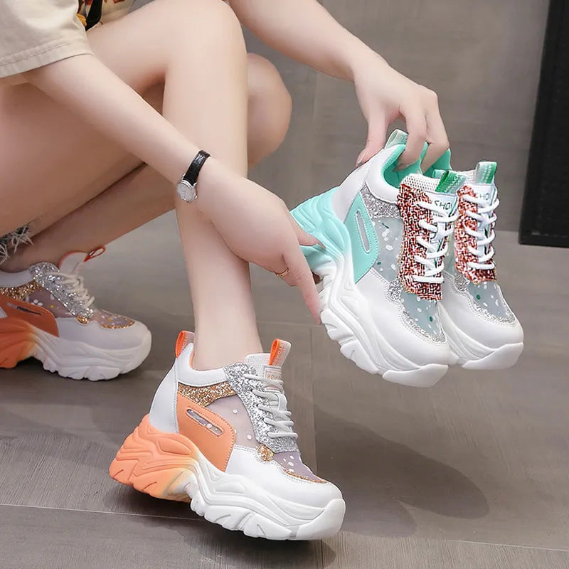 Damen Sneaker Sportlich Glitzerdetails Modisch Flexibel - BerlinGlamour