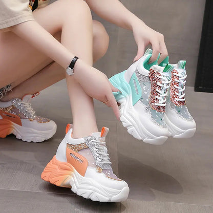 Damen Sneaker Sportlich Glitzerdetails Modisch Flexibel - BerlinGlamour