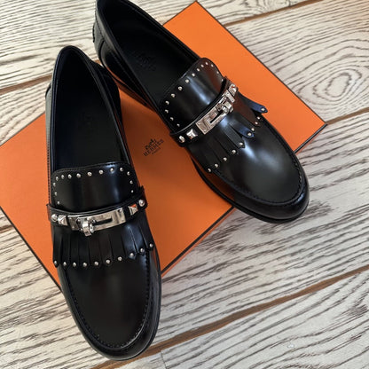 Damen Mokassins Elegante Fransen Schnalle Schuhe