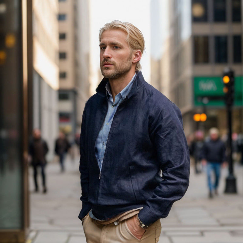 Herren Steppjacke Lässig Modern Mit Hochem Kragen