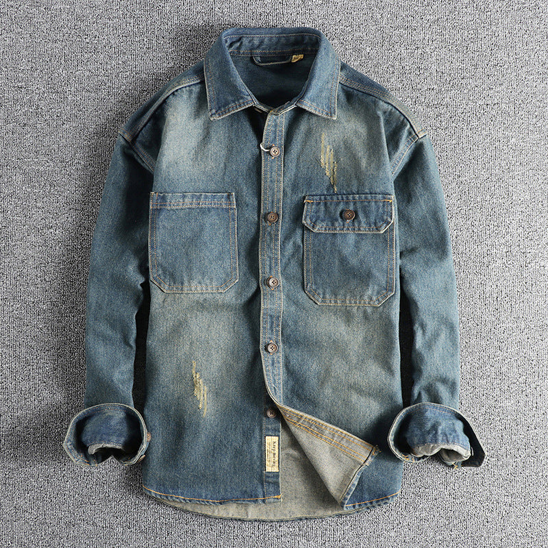 Herren Jeanshemd Vintage-Style mit Patentaschen Modern - BerlinGlamour
