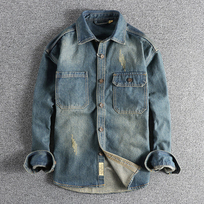 Herren Jeanshemd Vintage-Style mit Patentaschen Modern - BerlinGlamour