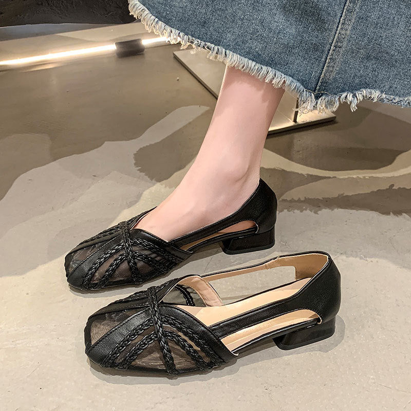 Damen Slipper Elegante Transparent Geflochtene Optik