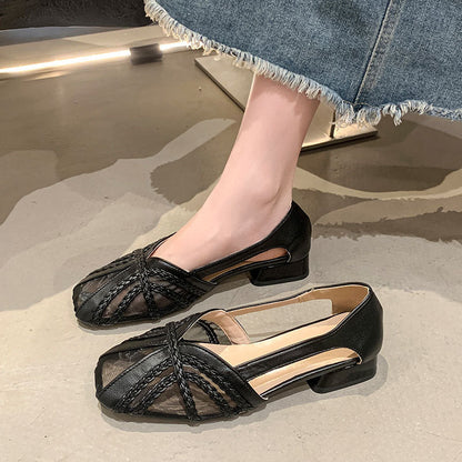 Damen Slipper Elegante Transparent Geflochtene Optik