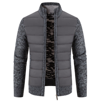 Herren Steppjacke Modern mit Hochkragen und Strickoptik
