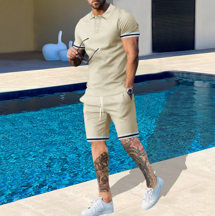 Herren Poloshirt und Shorts Set Atmungsaktiv Sommer