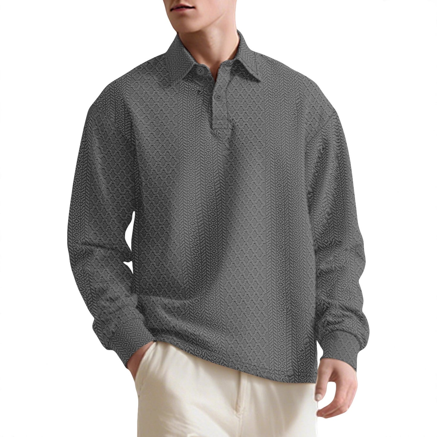 Herren Langarmhemd Modern Strukturiert Elegantes Design