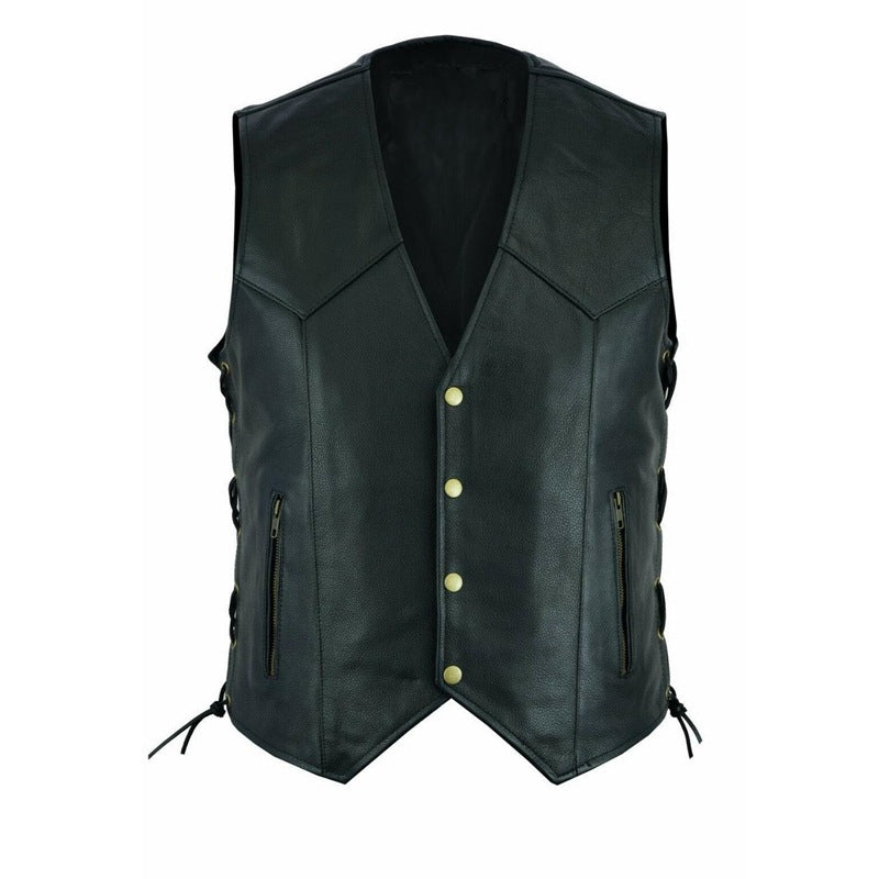 Herren elegante Lederweste mit seitlichen Taschen und praktischen Verschluss BerlinGlamour