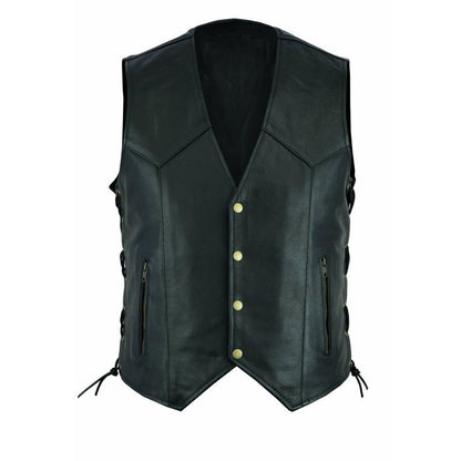Herren elegante Lederweste mit seitlichen Taschen und praktischen Verschluss BerlinGlamour