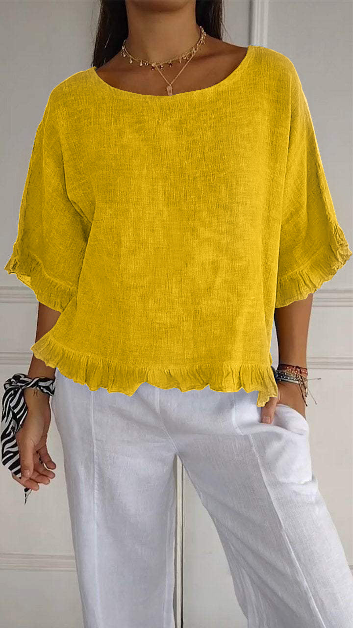 Damen Oberteil Lässig mit Rüschen Modern Trendy