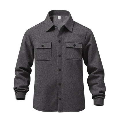 Herren Flanelljacke Modern mit Taschen Schwarz