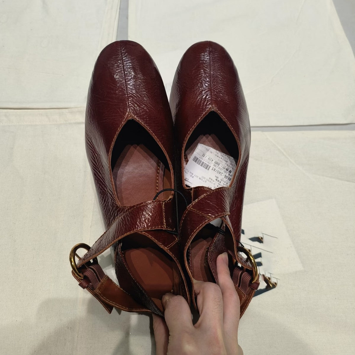 Damen Ballerinas Glänzend Lack Schlaufen Riemen Modisch - BerlinGlamour