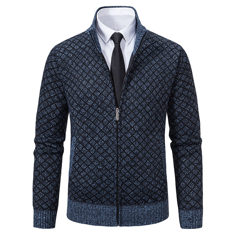 Herren Strickjacke Modisch Zopfmuster Reißverschluss