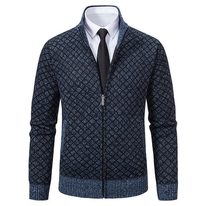 Herren Strickjacke Modisch Zopfmuster Reißverschluss