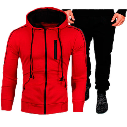 Herren Sport Outfit Kapuzenjacke Jogginghose Set Schwarz - BerlinGlamour