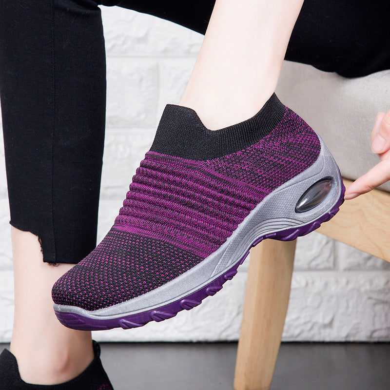 Damen Sneaker Luftgepolstert Elastisch Bequem