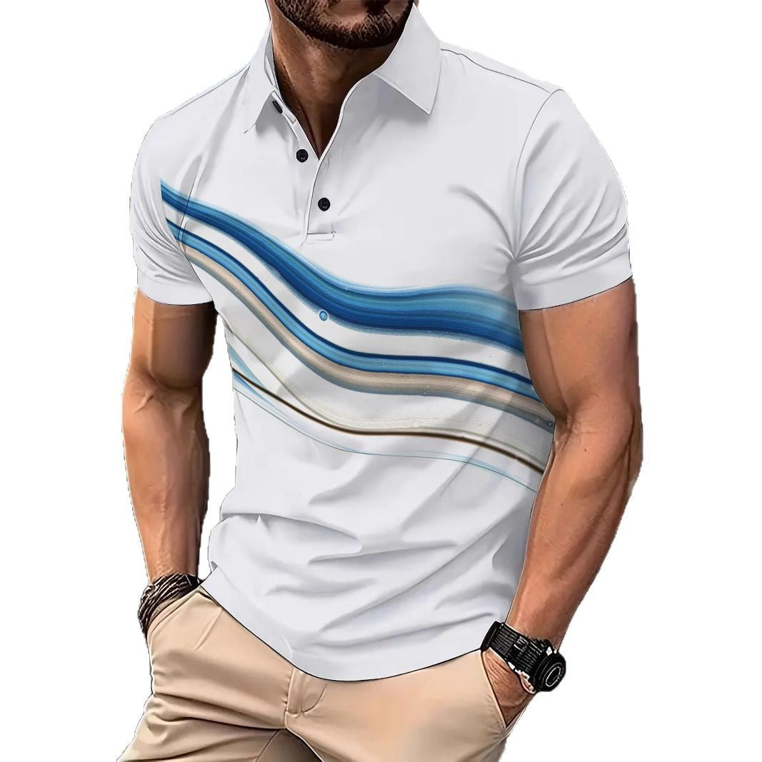 Herren Polohemd Wellenmuster Modern Berlin Style