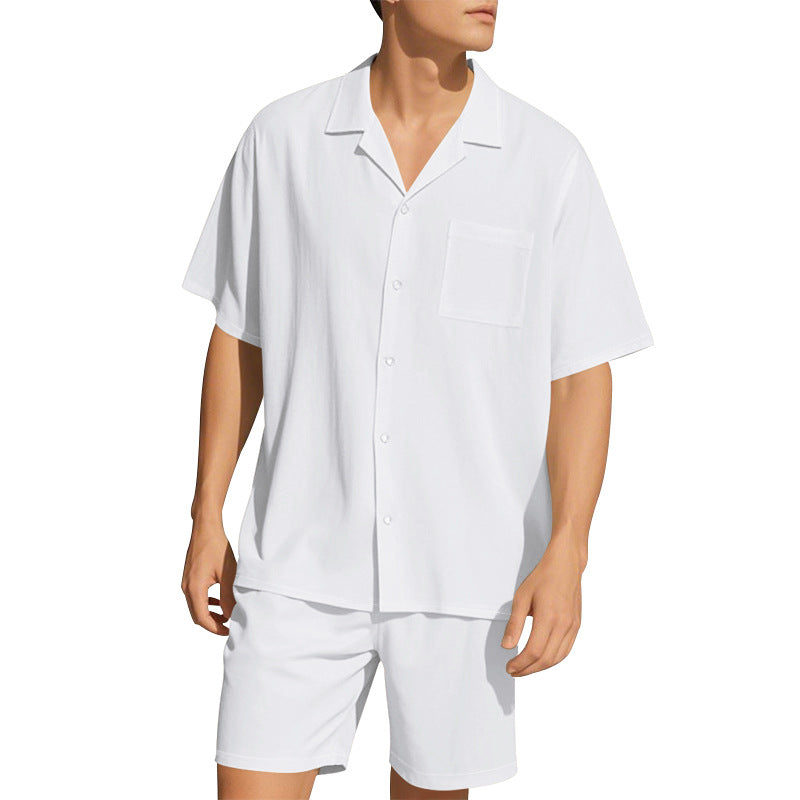 Herren Sommer Set Kurzarmhemd Shorts Modern Komfortabel