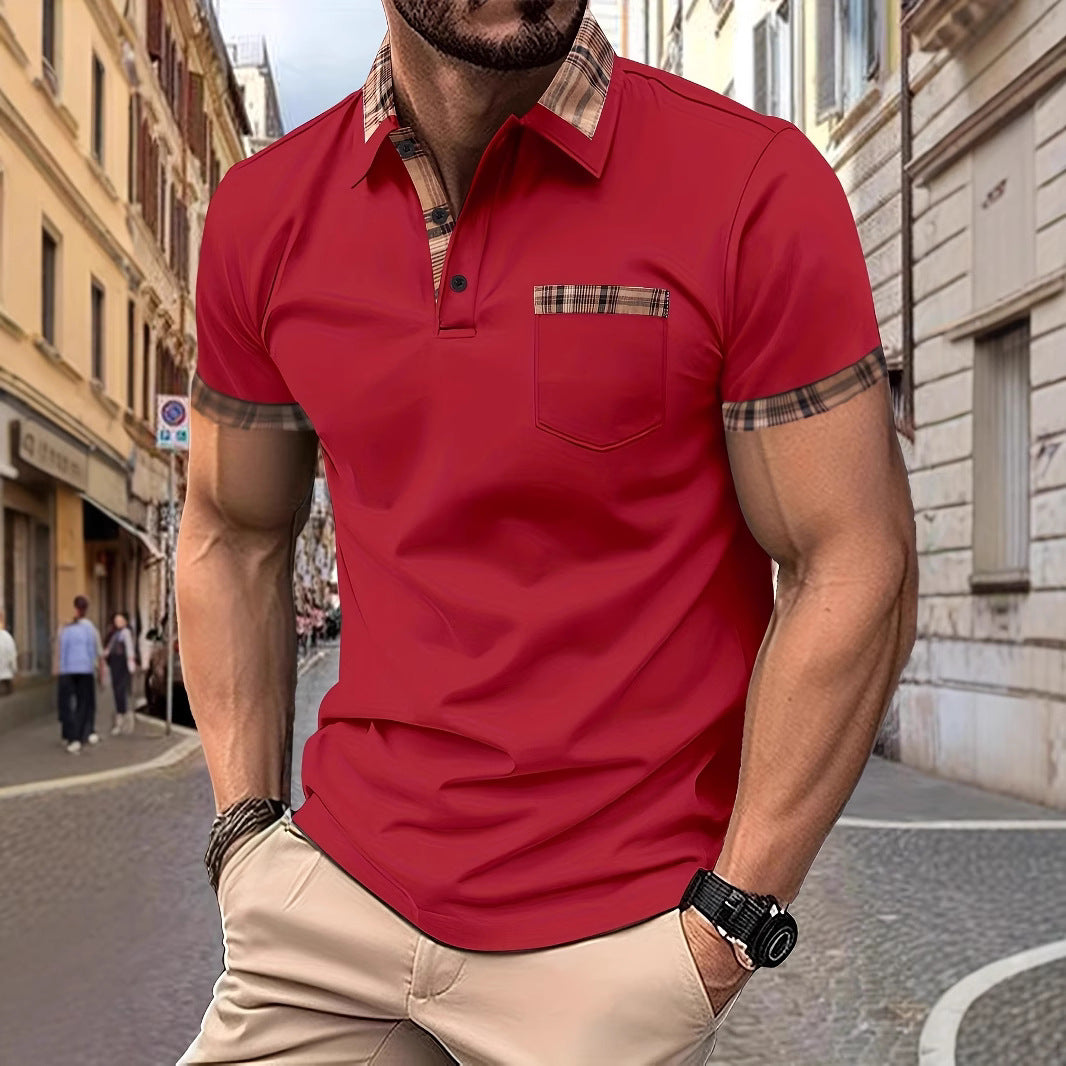 Herren Polohemd Kurzarm Kariert Modern