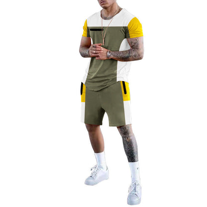 Herren Sportset Kurzarm Modern Farbblock