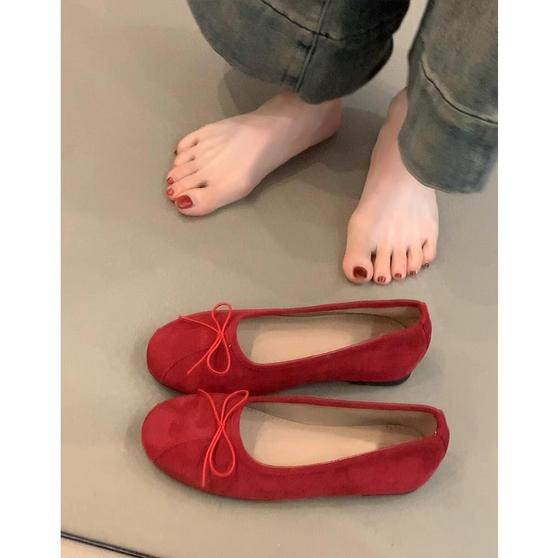 Damen Ballerinas Weich Bequem Schleifen Detail
