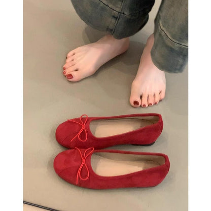 Damen Ballerinas Weich Bequem Schleifen Detail
