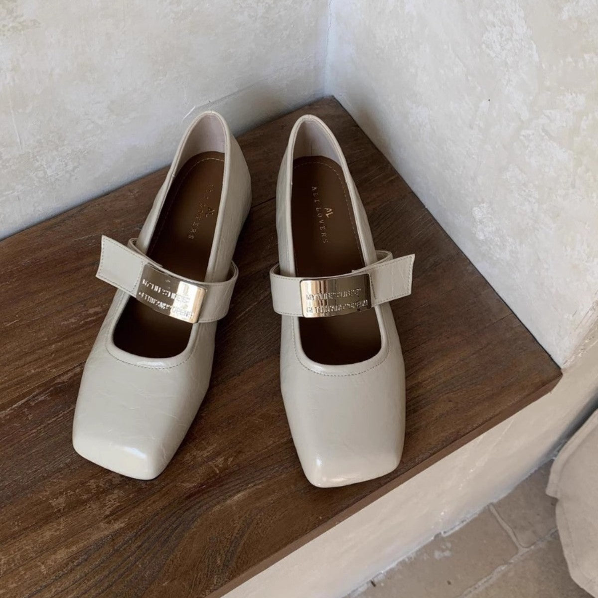 Damen Ballerinas Bequem Riemchenverschluss Modern