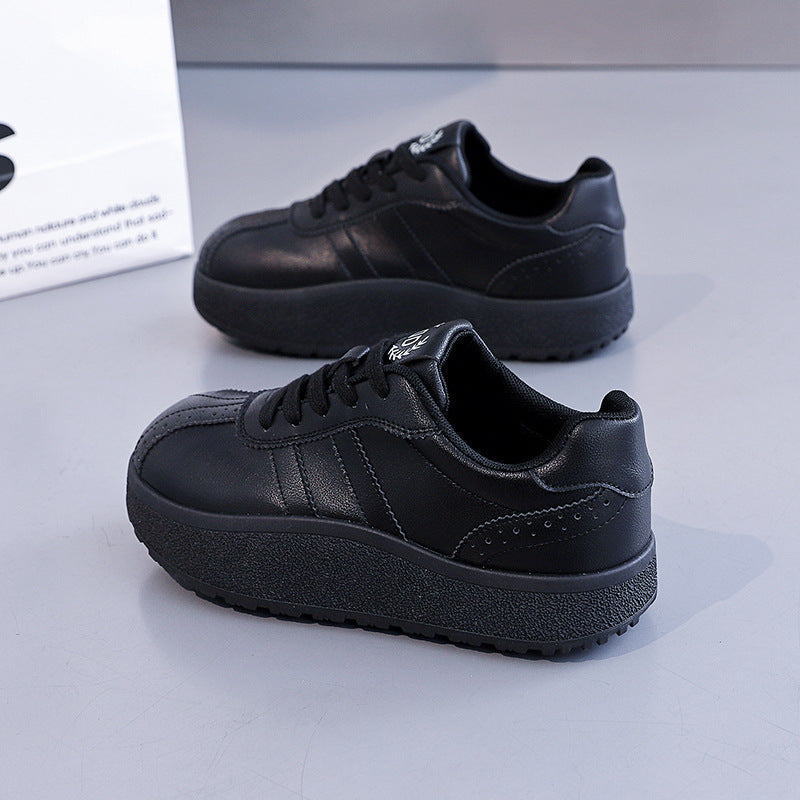 Damen Sneaker Bequem Laufsohle Dick Weiss Elegant